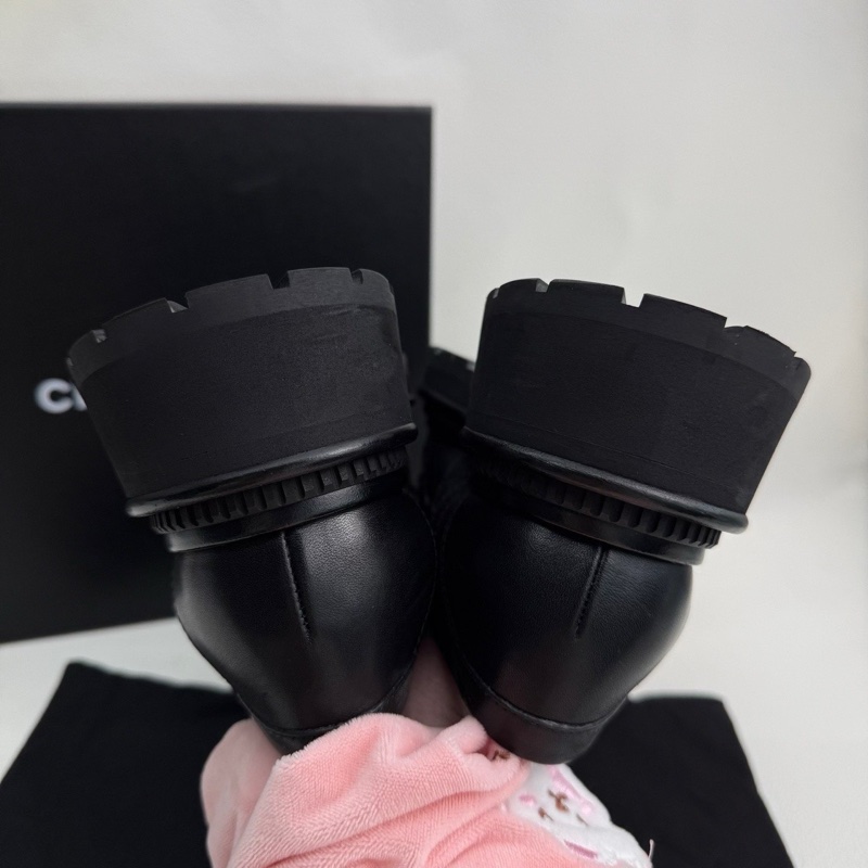CHANEL香奈兒 高級手工坊 雙C菱格紋 雙C厚底樂福鞋 黑色 37碼-6
