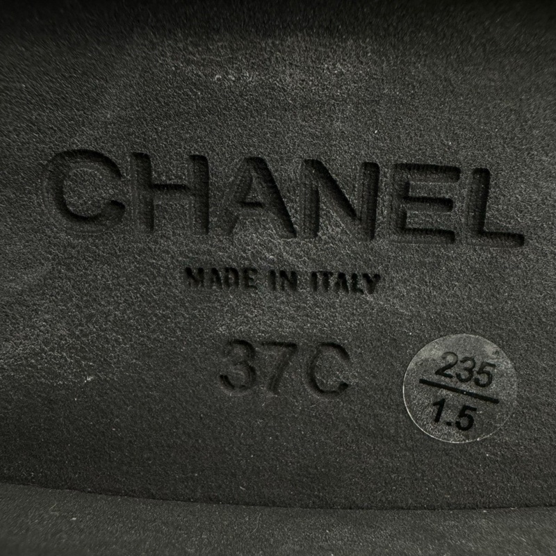 CHANEL香奈兒 高級手工坊 雙C菱格紋 雙C厚底樂福鞋 黑色 37碼-8