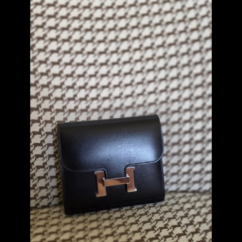 Hermès Constance 黑銀短夾 Box 絕版品-1