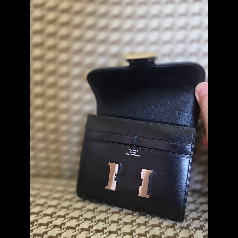 Hermès Constance 黑銀短夾 Box 絕版品-2