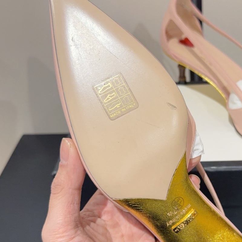 Gucci 古馳 櫻桃裝飾竹節跟高跟鞋 37碼 跟高4.5cm 小牛皮舒適超美 意大利產 女款-5