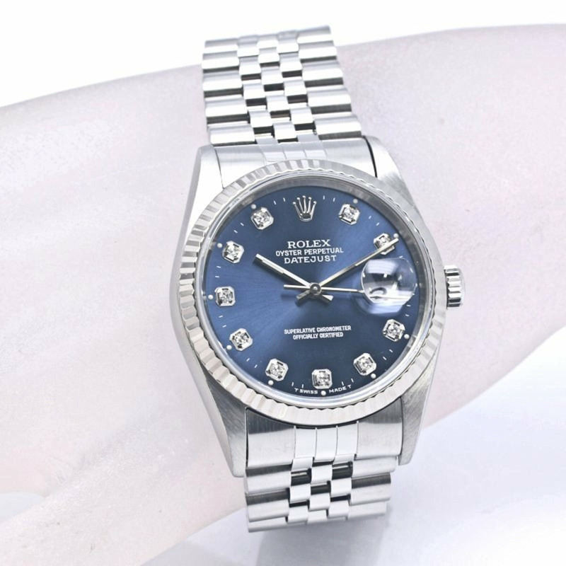 勞力士 Datejust 10P 鑲鑽 16234G 男士腕錶 18K 白金 x 不鏽鋼 40300-2