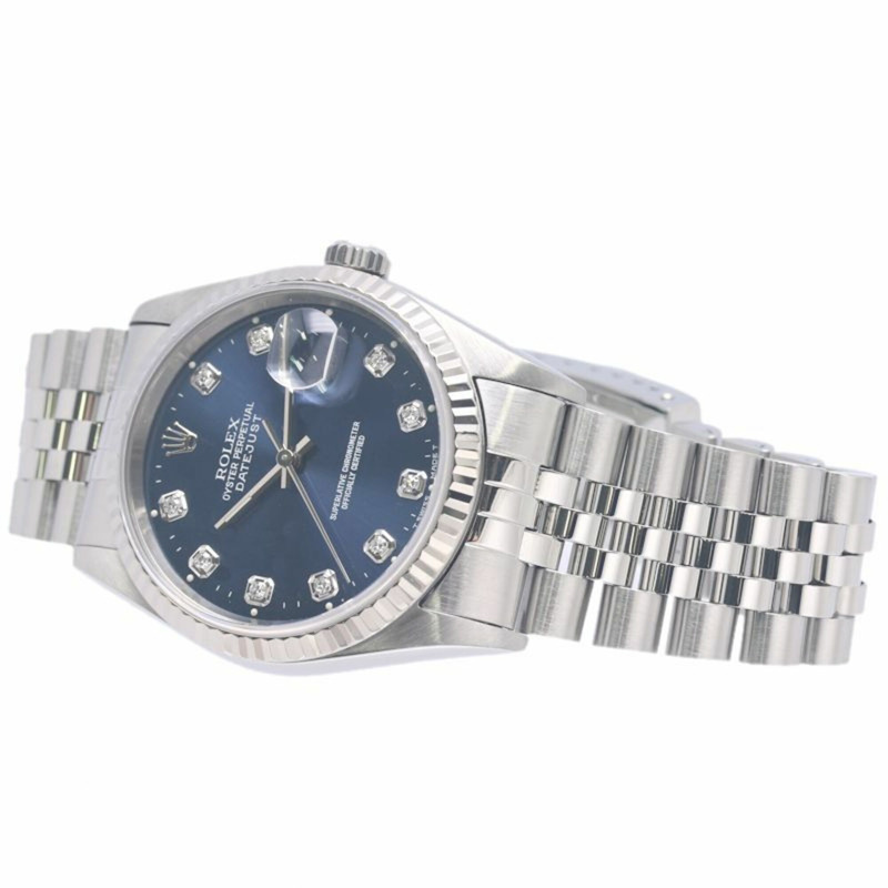 勞力士 Datejust 10P 鑲鑽 16234G 男士腕錶 18K 白金 x 不鏽鋼 40300-3