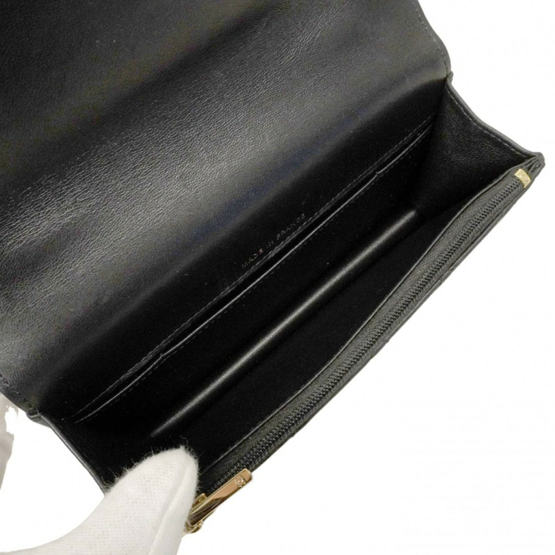 香奈兒絎縫鏈條單肩手提包,羊皮,黑色/香檳色,女士兩用包-3