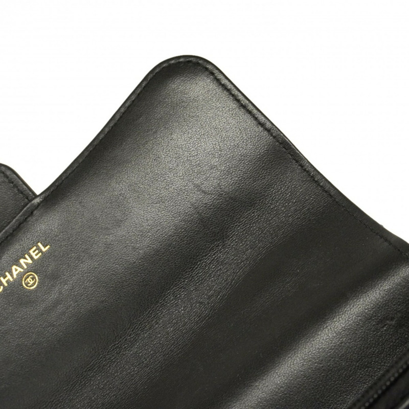 香奈兒絎縫鏈條單肩手提包,羊皮,黑色/香檳色,女士兩用包-7