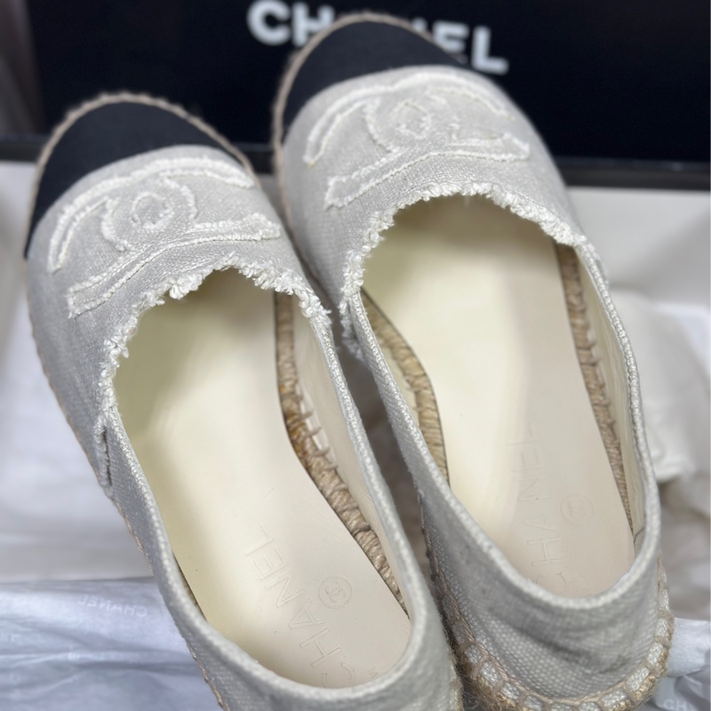 狀況優｜Chanel 米色/奶茶色草編鞋🤍38號-1