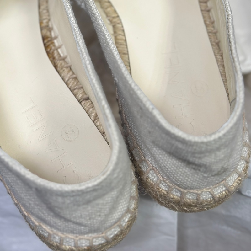 狀況優｜Chanel 米色/奶茶色草編鞋🤍38號-5