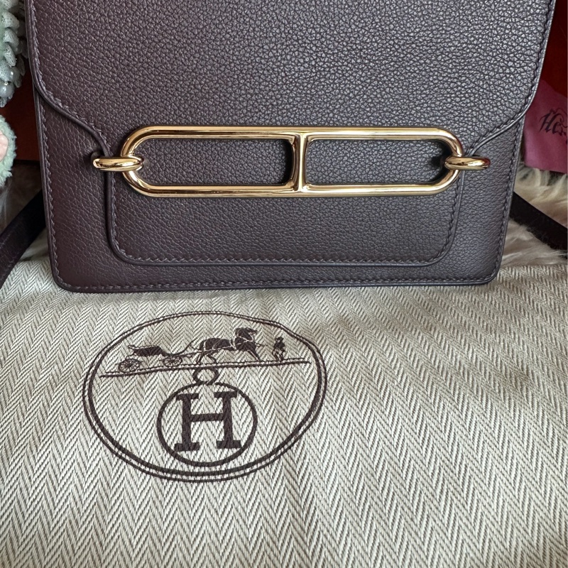 愛馬仕包 豬鼻包 側背包 斜背包 斜挎包 酒紅色玫瑰金扣  有專櫃收據副本 hermes roulis mini bag /crossbody bag rouge sellier evercolor rose gold hardware-11