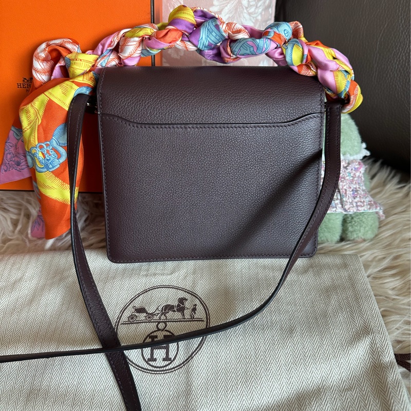 愛馬仕包 豬鼻包 側背包 斜背包 斜挎包 酒紅色玫瑰金扣  有專櫃收據副本 hermes roulis mini bag /crossbody bag rouge sellier evercolor rose gold hardware-15