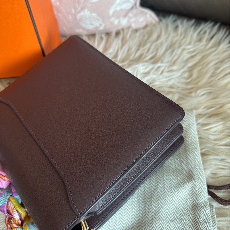 愛馬仕包 豬鼻包 側背包 斜背包 斜挎包 酒紅色玫瑰金扣  有專櫃收據副本 hermes roulis mini bag /crossbody bag rouge sellier evercolor rose gold hardware-19