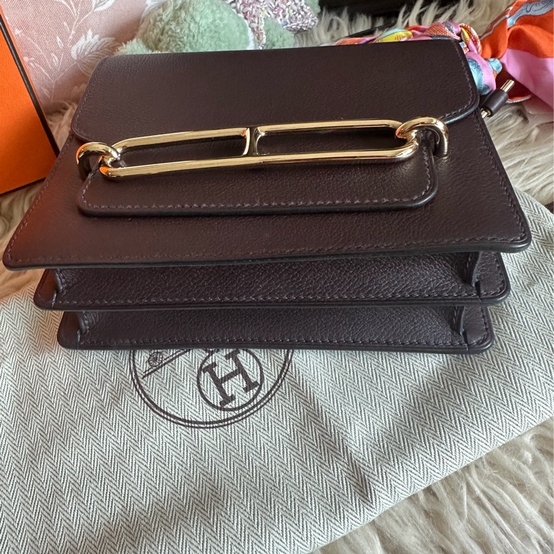 愛馬仕包 豬鼻包 側背包 斜背包 斜挎包 酒紅色玫瑰金扣  有專櫃收據副本 hermes roulis mini bag /crossbody bag rouge sellier evercolor rose gold hardware-21