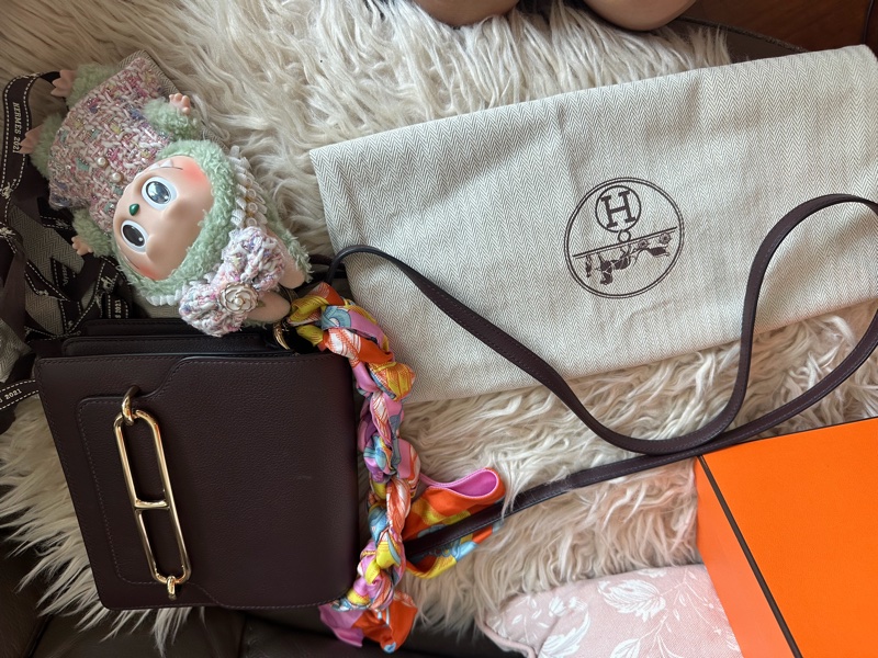 愛馬仕包 豬鼻包 側背包 斜背包 斜挎包 酒紅色玫瑰金扣  有專櫃收據副本 hermes roulis mini bag /crossbody bag rouge sellier evercolor rose gold hardware-24