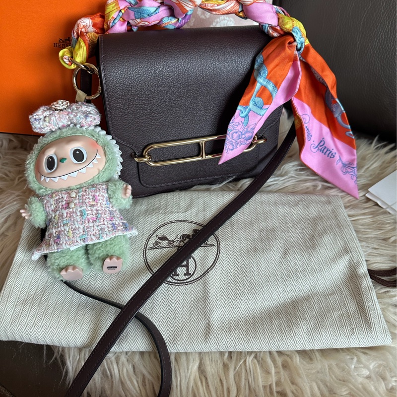 愛馬仕包 豬鼻包 側背包 斜背包 斜挎包 酒紅色玫瑰金扣  有專櫃收據副本 hermes roulis mini bag /crossbody bag rouge sellier evercolor rose gold hardware-26