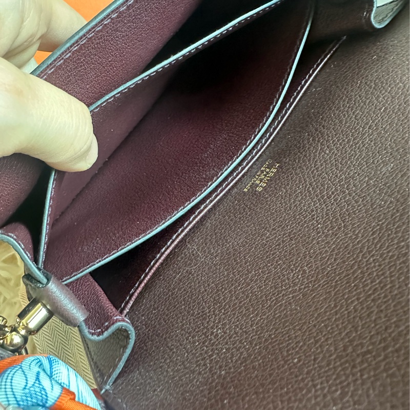 愛馬仕包 豬鼻包 側背包 斜背包 斜挎包 酒紅色玫瑰金扣  有專櫃收據副本 hermes roulis mini bag /crossbody bag rouge sellier evercolor rose gold hardware-30