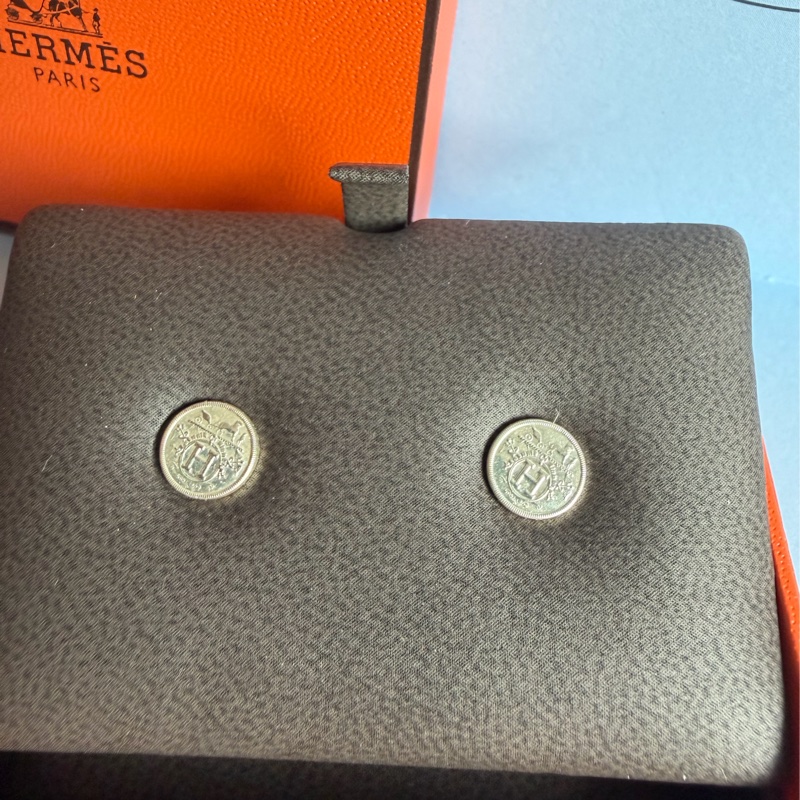 愛馬仕 耳環 純銀耳環 Ex-Libris hermes earrings 有愛馬仕專櫃收據副本-7