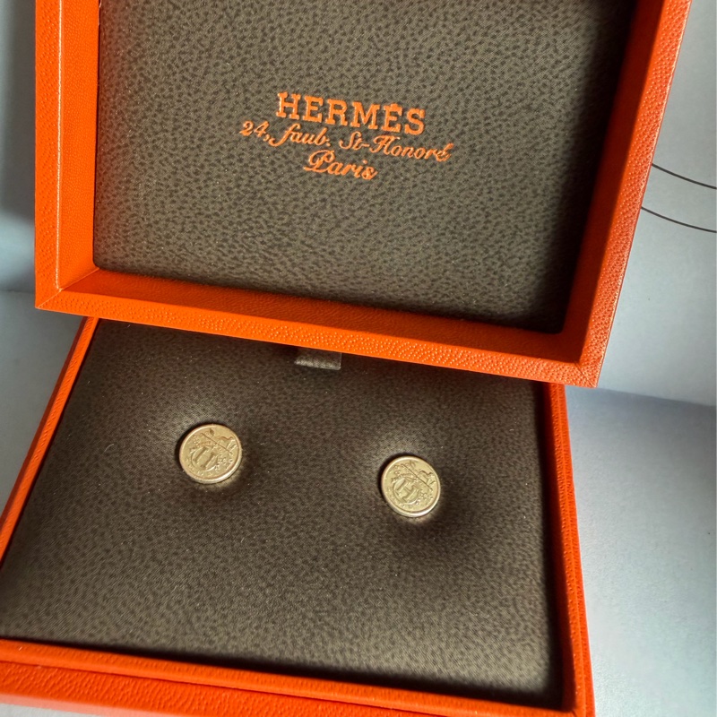 愛馬仕 耳環 純銀耳環 Ex-Libris hermes earrings 有愛馬仕專櫃收據副本-10