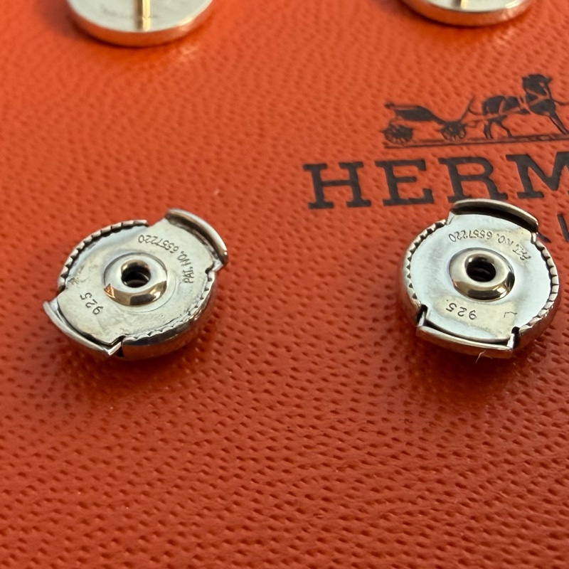 愛馬仕 耳環 純銀耳環 Ex-Libris hermes earrings 有愛馬仕專櫃收據副本-13