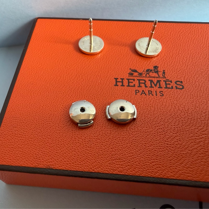 愛馬仕 耳環 純銀耳環 Ex-Libris hermes earrings 有愛馬仕專櫃收據副本-14