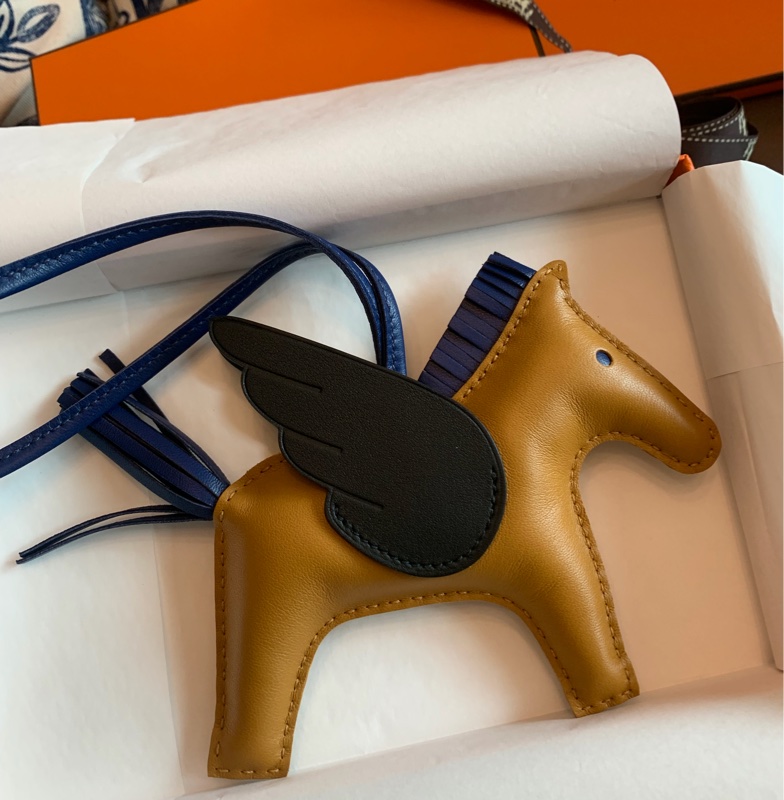 愛馬仕 飛馬吊飾 掛飾 全新連購證影本 黑色 芝麻色 寶石寶 全新 MM Hermès Pegase Rodeo MM 掛飾-7