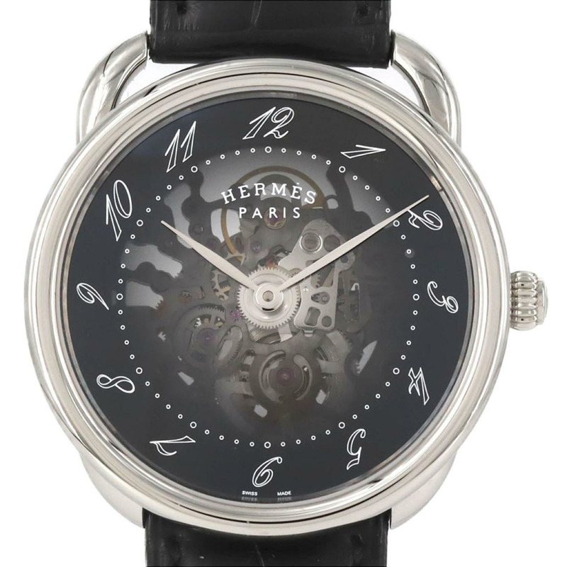 愛馬仕 Arcaud 鏤空 AR2.710 精鋼自動腕錶-0