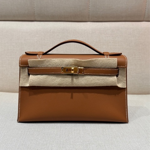 Hermes mini Kelly 一代 Kelly pochette 金棕金全新