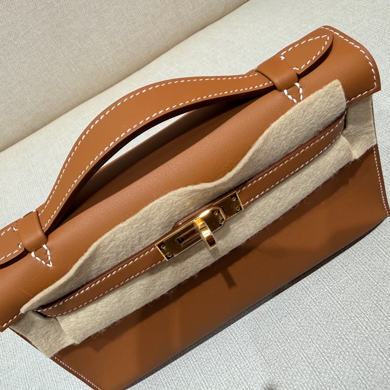 Hermes mini Kelly 一代 Kelly pochette 金棕金全新-6