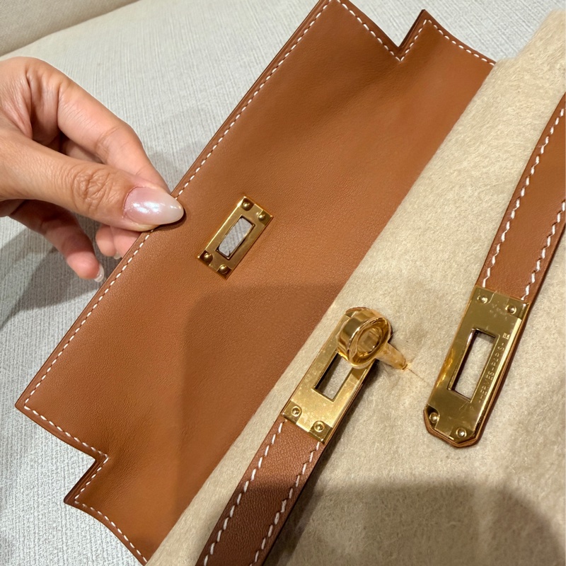 Hermes mini Kelly 一代 Kelly pochette 金棕金全新-11