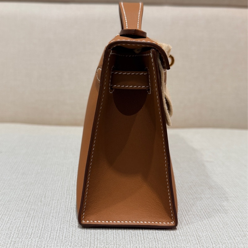 Hermes mini Kelly 一代 Kelly pochette 金棕金全新-15