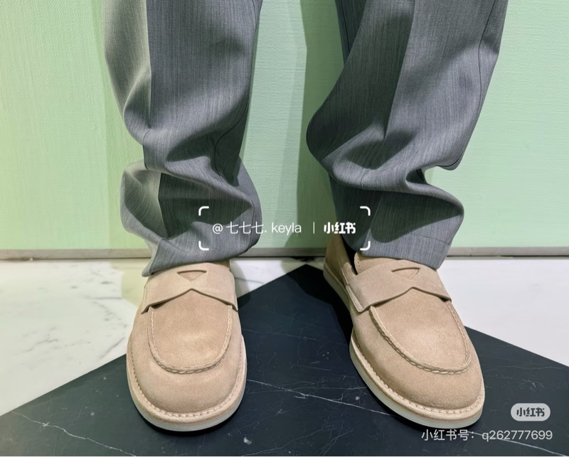 闲置新未使用 Prada 普拉達 42.5碼麂皮樂福鞋 休閒鞋 老錢風 百搭大氣 型男必備 男款 駝色 超值-5