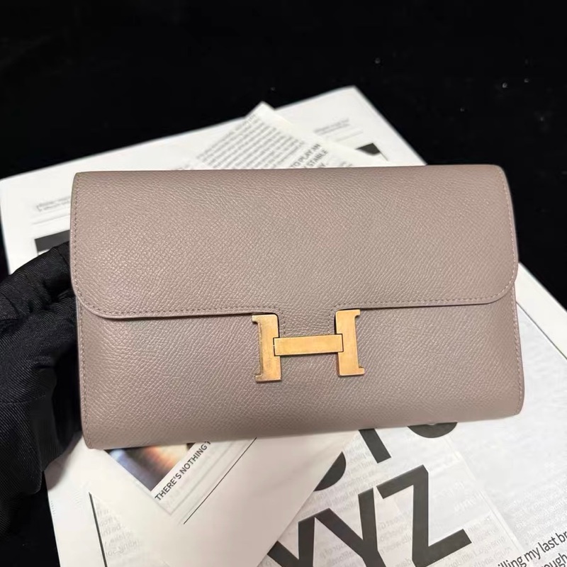 【98新 ✨ 全網最低價！】 Hermes 愛馬仕 constance 康康錢包 銀河灰 金扣 斜挎包（下單前先詢問庫存❗️）-3
