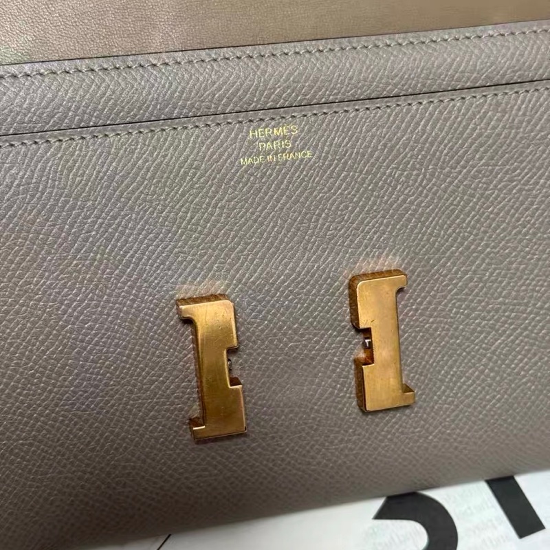 【98新 ✨ 全網最低價！】 Hermes 愛馬仕 constance 康康錢包 銀河灰 金扣 斜挎包（下單前先詢問庫存❗️）-11