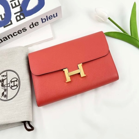 【96新 ✨ 全網最低價！】 Hermes 愛馬仕 constance 康康錢包 紅色 金扣 斜挎包（下單前先詢問庫存❗️）