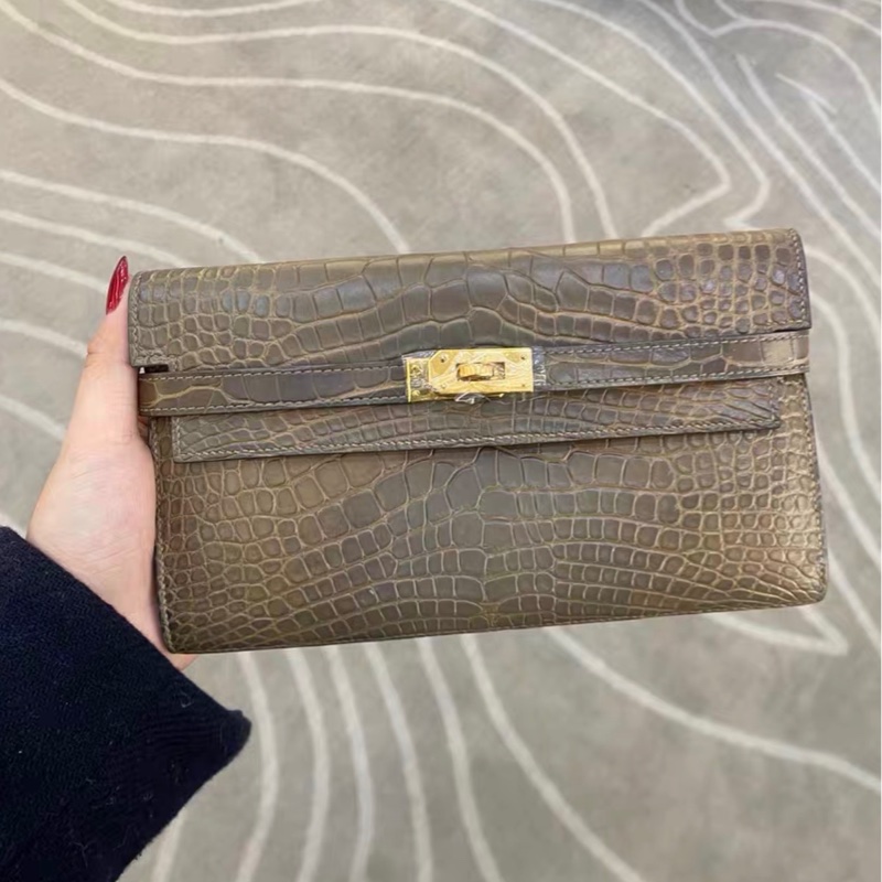 【96新 ✨ 全網最低價!】 hermes 愛馬仕 kelly 錢包 鰐魚皮 金扣(下單前先詢問庫存❗️)-0