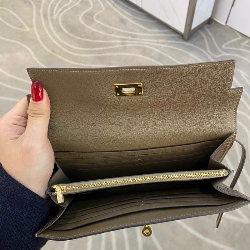 【96新 ✨ 全網最低價!】 hermes 愛馬仕 kelly 錢包 鰐魚皮 金扣(下單前先詢問庫存❗️)-6