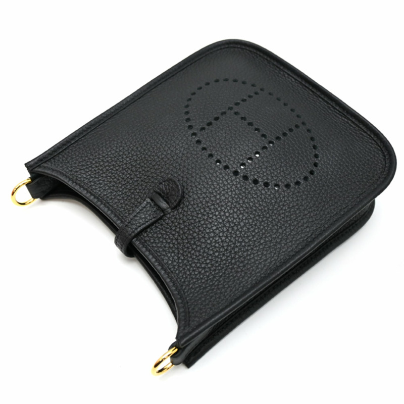 愛馬仕 Evelyne TPM,B 印記,2023 年款,金色五金,女士單肩包,Taurillon Clemence 皮革,黑色-2