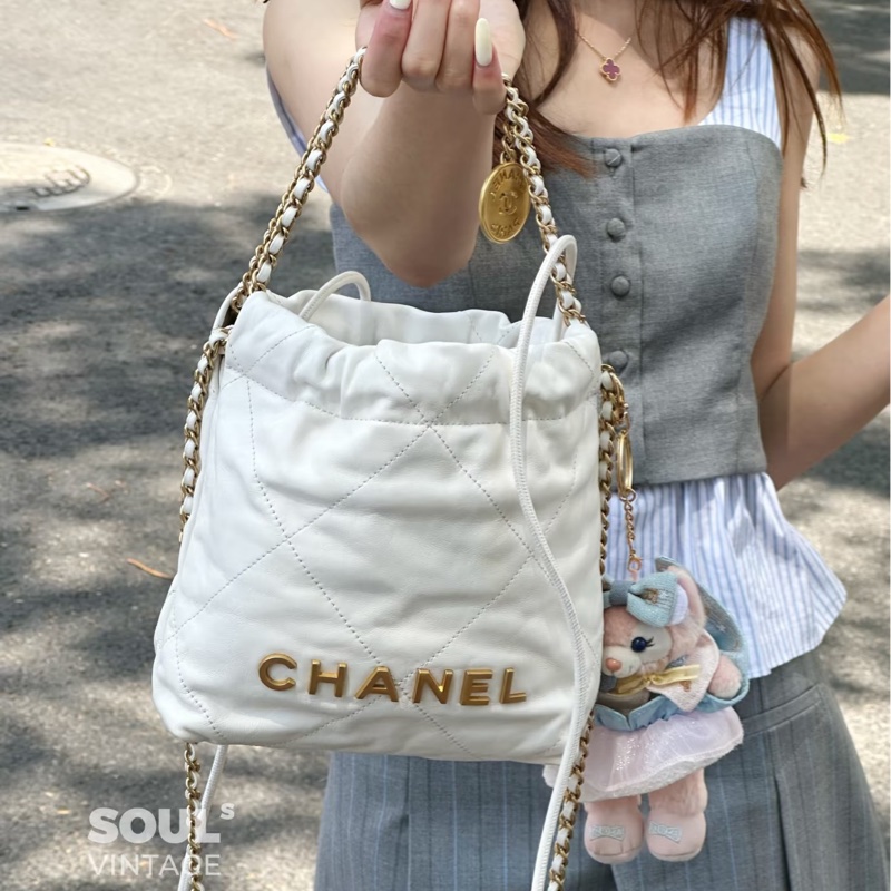 絕美熱門款🥹Chanel香奈兒白金mini22bag鏈條手提單肩斜挎包-0