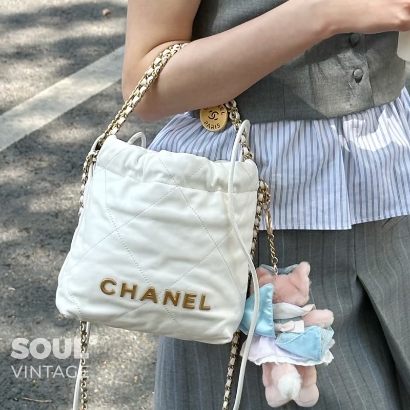 絕美熱門款🥹Chanel香奈兒白金mini22bag鏈條手提單肩斜挎包-1