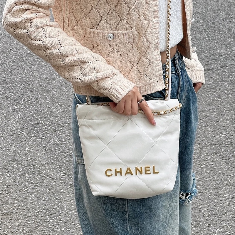 絕美熱門款🥹Chanel香奈兒白金mini22bag鏈條手提單肩斜挎包-5