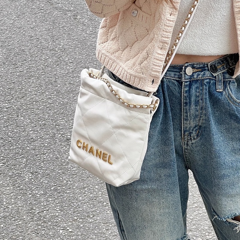 絕美熱門款🥹Chanel香奈兒白金mini22bag鏈條手提單肩斜挎包-6