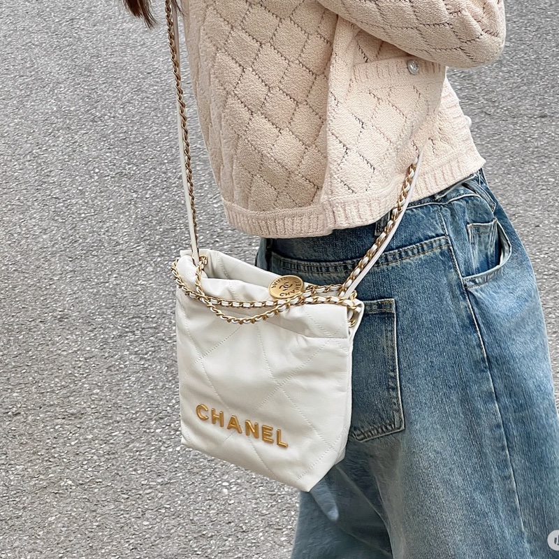 絕美熱門款🥹Chanel香奈兒白金mini22bag鏈條手提單肩斜挎包-8