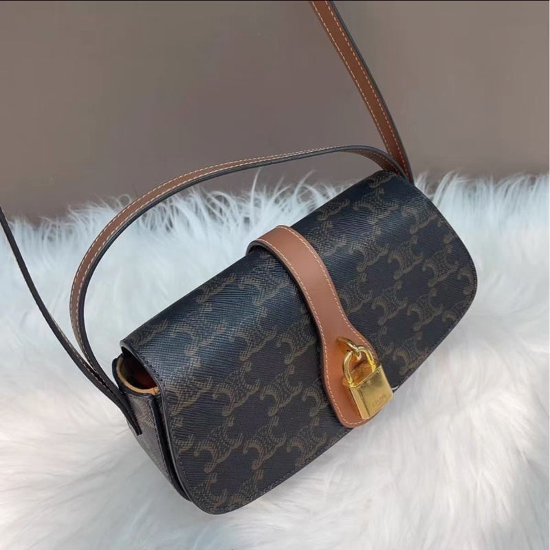 Lisa同款💯時尚感🈵Celine賽琳經典凱旋門老花tabou鎖頭包手提單肩腋下包-13