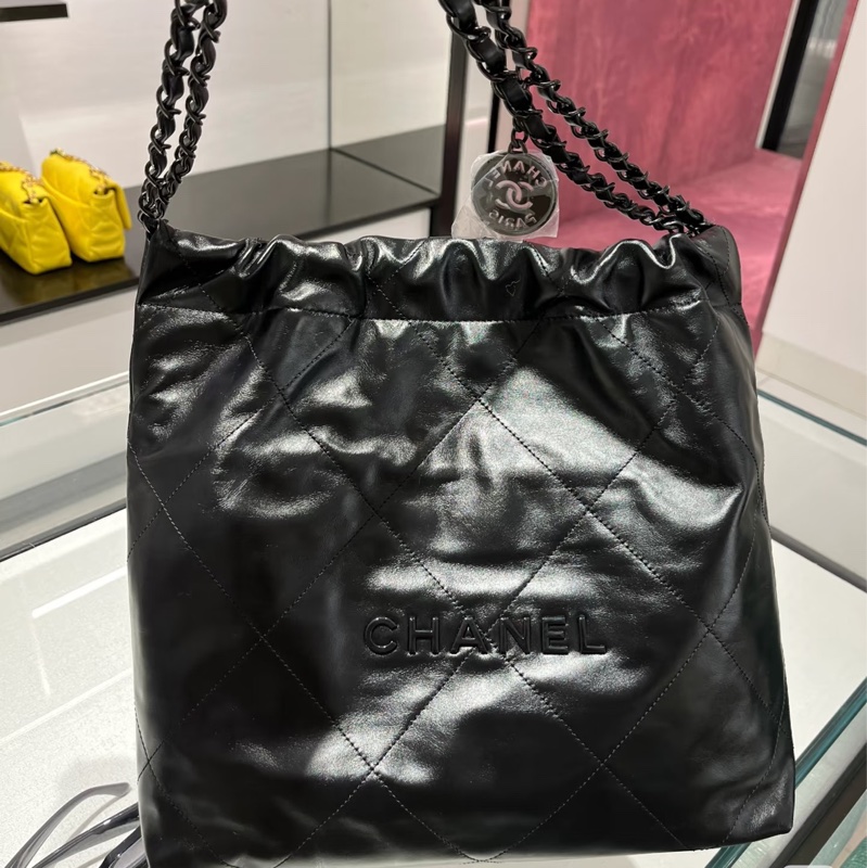 🈶台灣購證 #閒置全配 #全黑SoBlack 香奈兒22bag垃圾袋Hobo包 芯片款-0