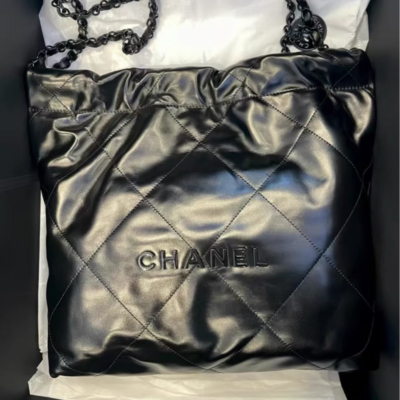 🈶購證 #閒置全配 #全黑SoBlack 香奈兒22bag小號垃圾袋Hobo包 芯片款-2