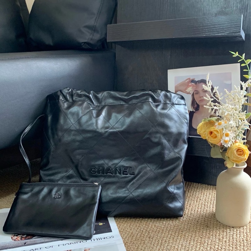 🈶購證 #閒置全配 #全黑SoBlack 香奈兒22bag小號垃圾袋Hobo包 芯片款-3