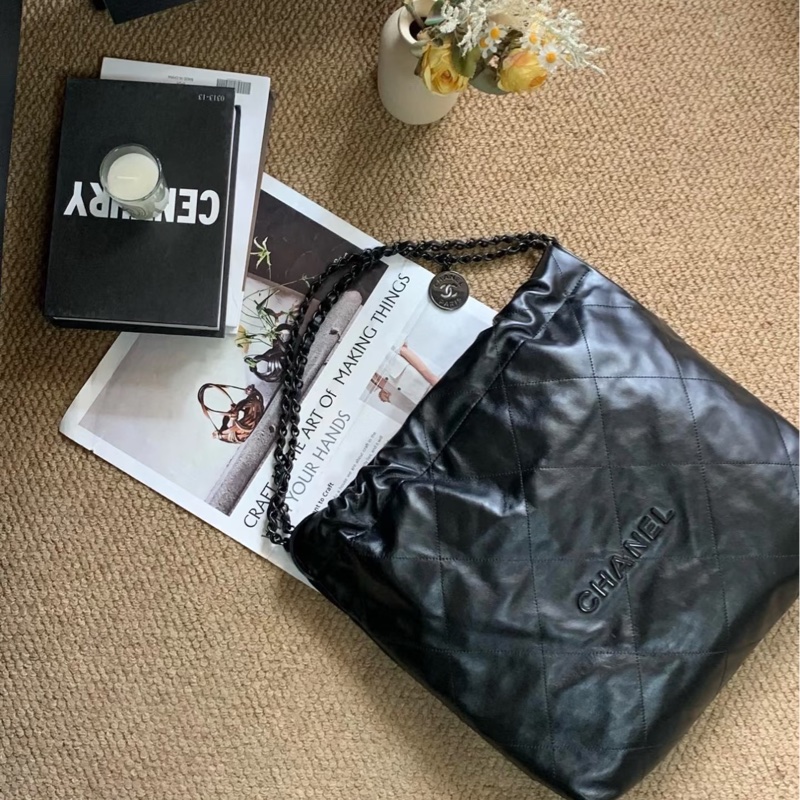 🈶購證 #閒置全配 #全黑SoBlack 香奈兒22bag小號垃圾袋Hobo包 芯片款-4