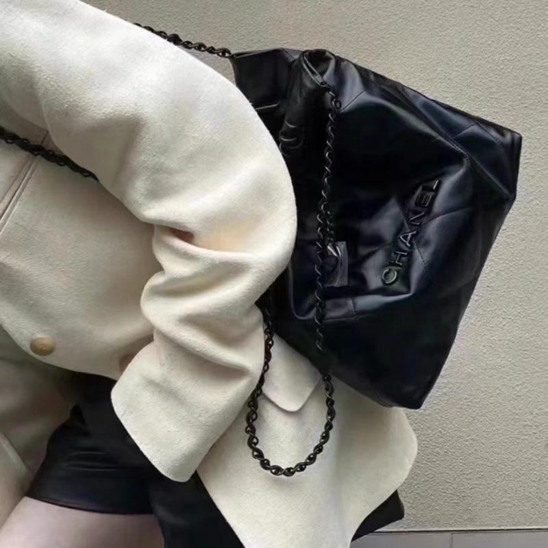 🈶購證 #閒置全配 #全黑SoBlack 香奈兒22bag小號垃圾袋Hobo包 芯片款-6