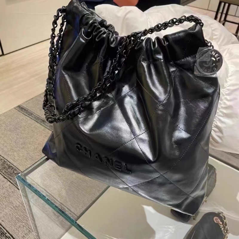 🈶購證 #閒置全配 #全黑SoBlack 香奈兒22bag小號垃圾袋Hobo包 芯片款-7