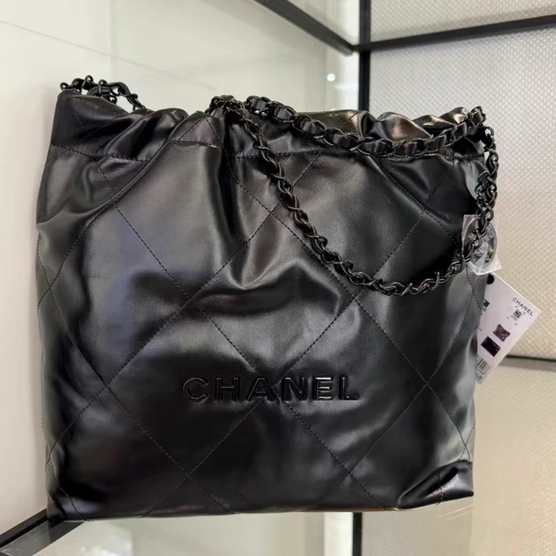 🈶購證 #閒置全配 #全黑SoBlack 香奈兒22bag小號垃圾袋Hobo包 芯片款-8