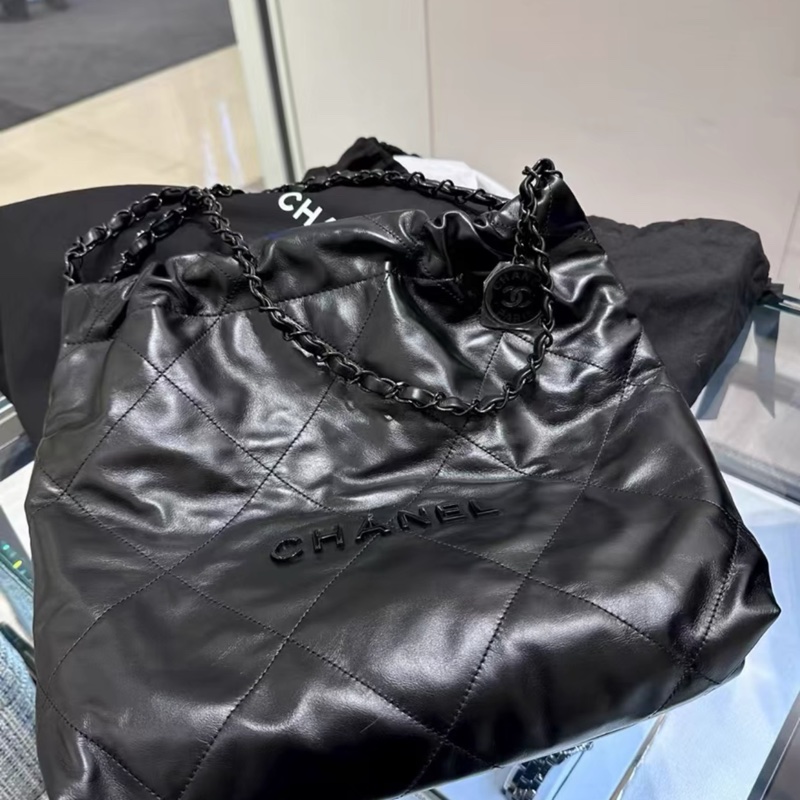🈶購證 #閒置全配 #全黑SoBlack 香奈兒22bag小號垃圾袋Hobo包 芯片款-9