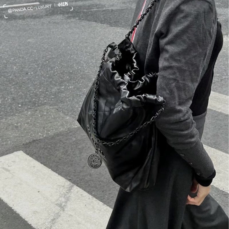 🈶購證 #閒置全配 #全黑SoBlack 香奈兒22bag小號垃圾袋Hobo包 芯片款-10